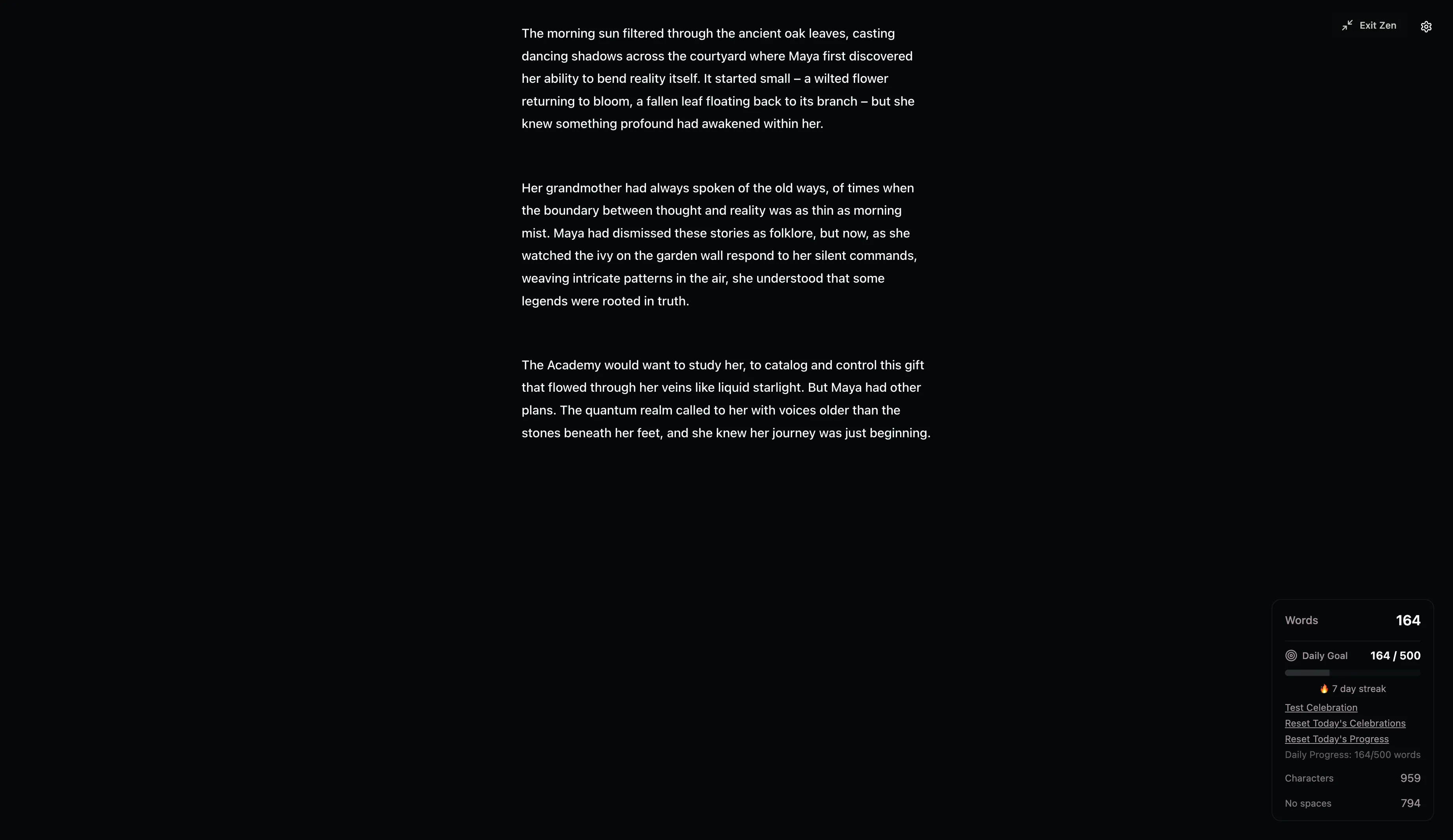 Zeyn zen mode interface